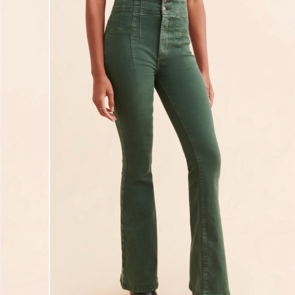 We The Free Forest Green Flare Jeans
